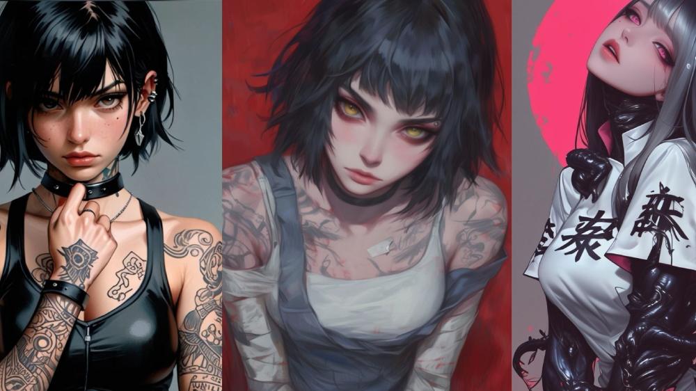 Gothic Anime Aesthetic with Tattooed Punk Flair wallpaper