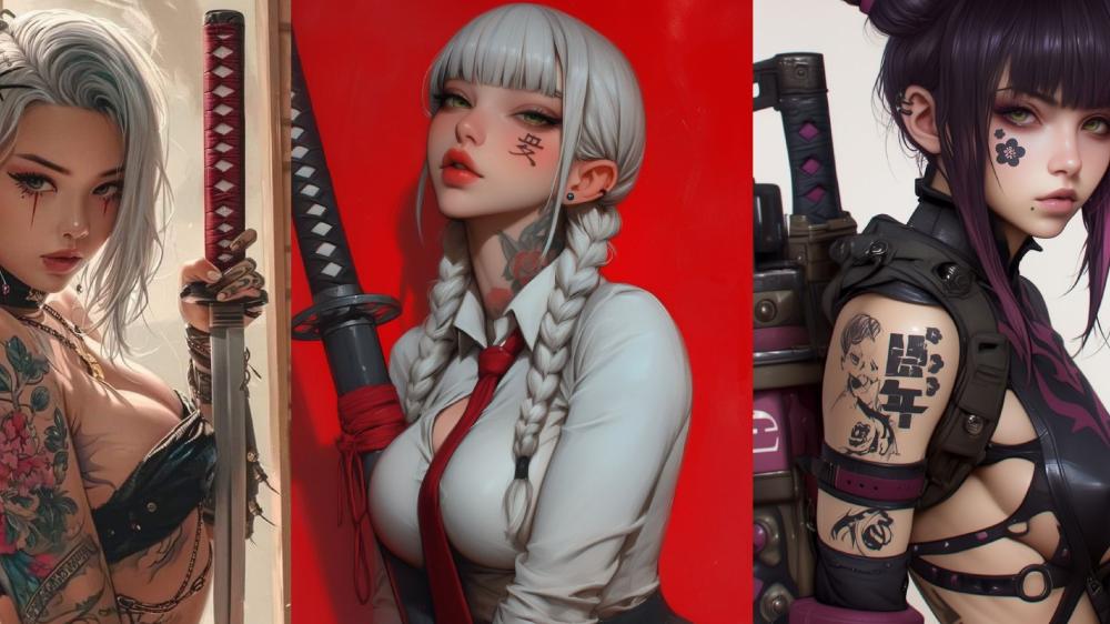 Gothic Samurai Aesthetic Collage wallpaper