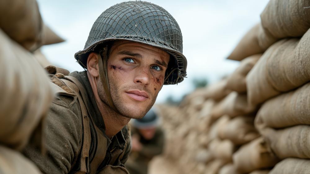Soldier in Trench Amidst Tension and Valor wallpaper