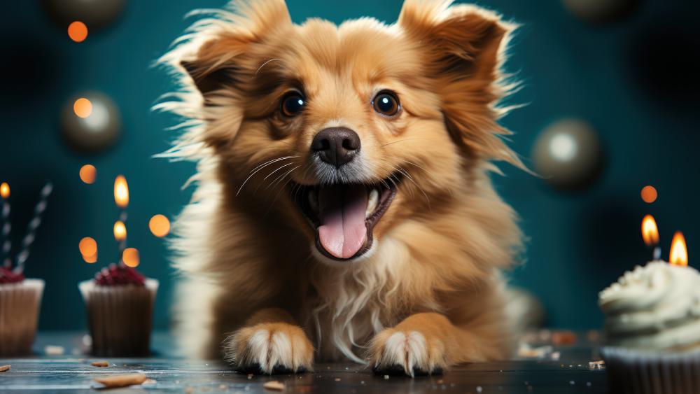 Happy Canine Celebration in 8K Splendor wallpaper