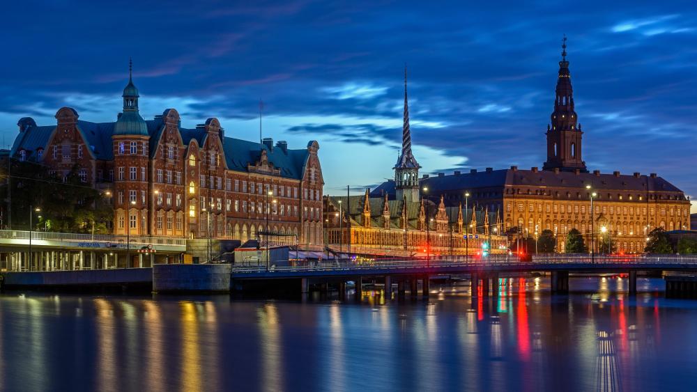 Evening Elegance at Christiansborg Palace in Copenhagen wallpaper