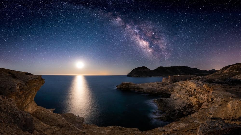Milky Way Over Cabo de Gata Landscape wallpaper