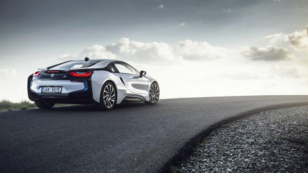 Exhilarating Elegance in Motion: BMW i8 on Open Road wallpaper