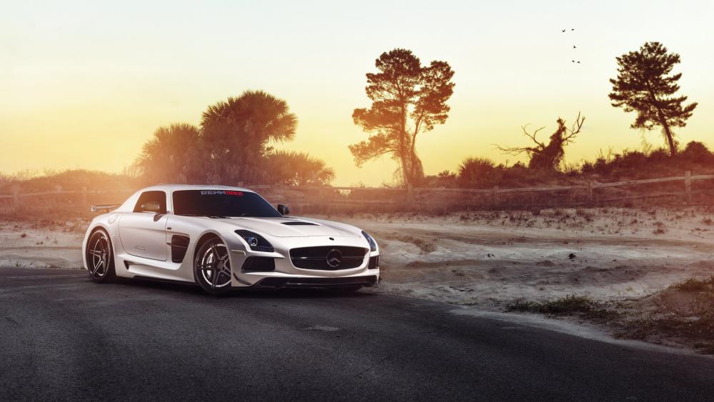 Mercedes-Benz SLS AMG at Sunset Glory wallpaper