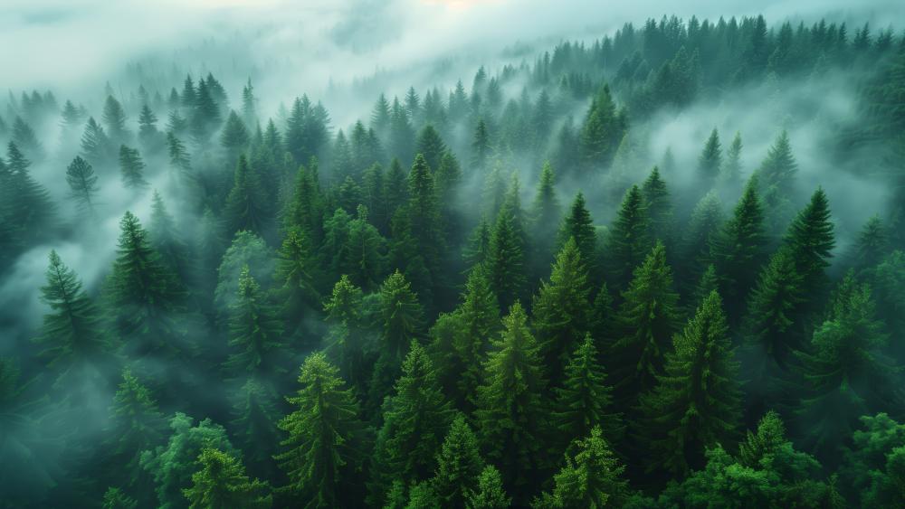 Misty Serenity in the Enchanted Forest wallpaper