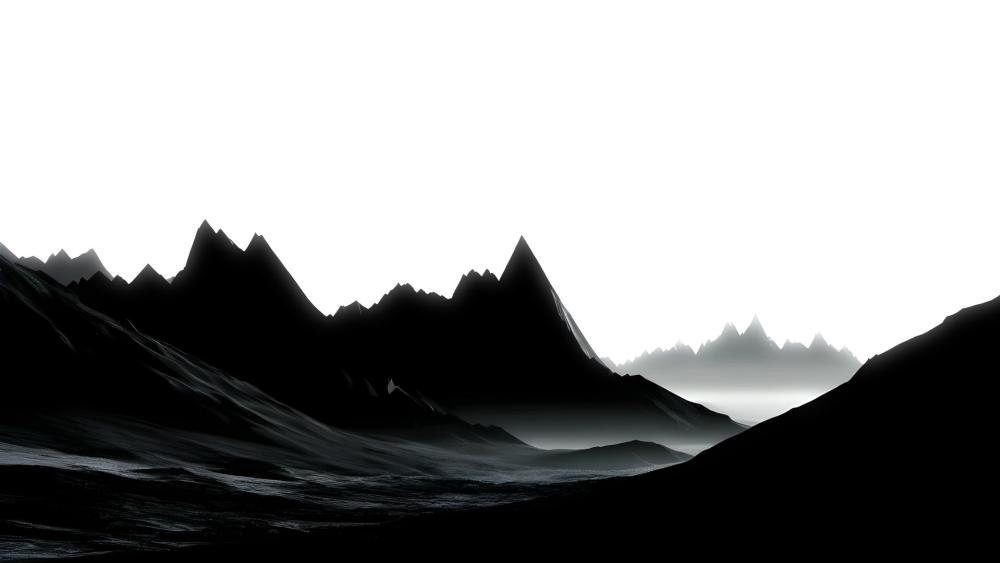 Monochrome Mountain Peaks in Abstract Landscape wallpaper