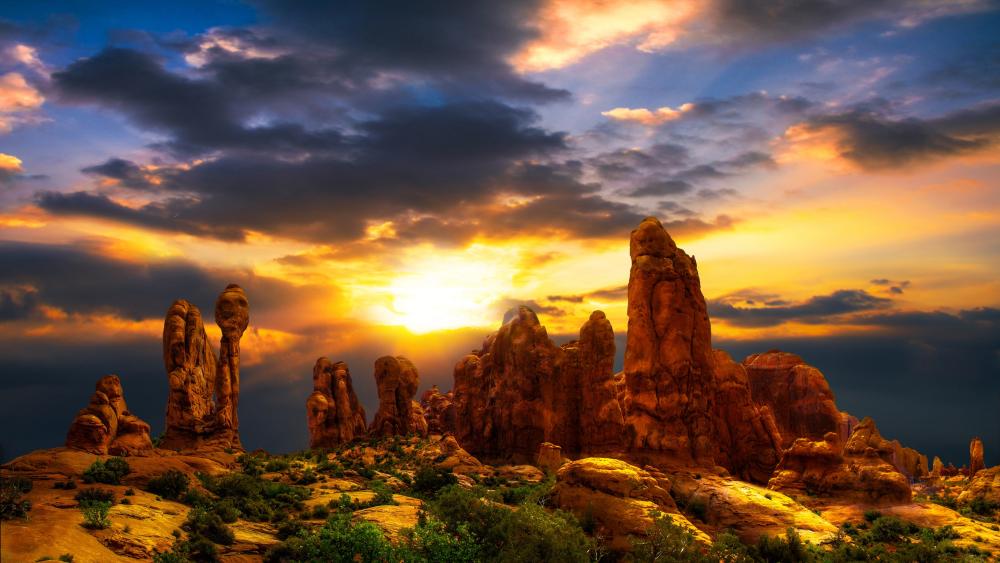 Breathtaking Dawn at Arches National Park in Utah wallpaper