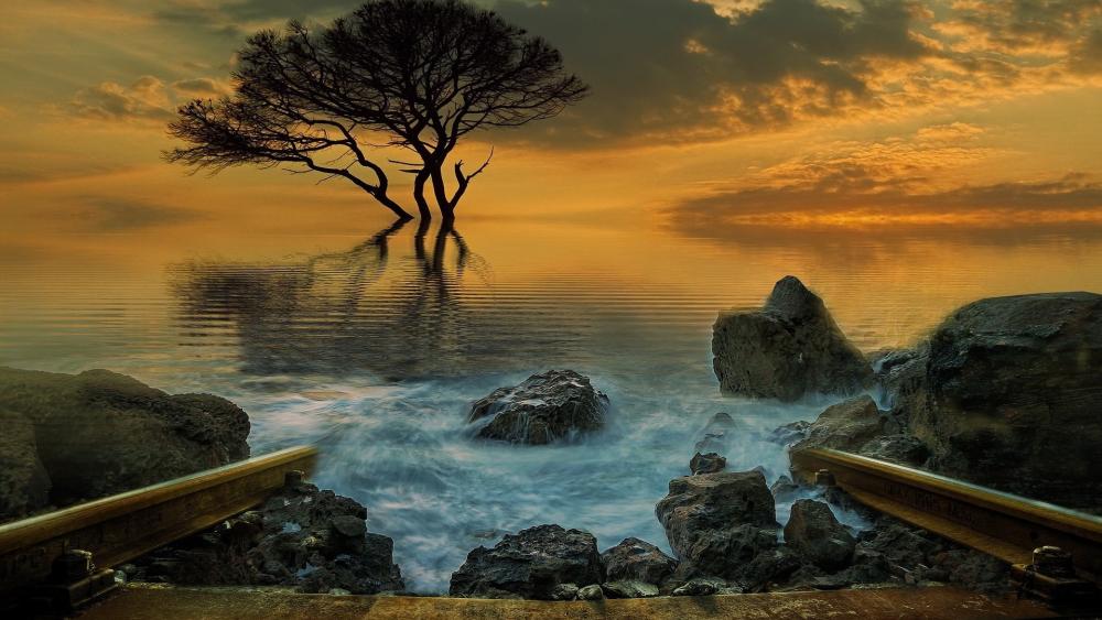 Enchanted Lake at Dusk wallpaper