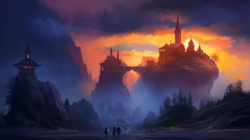 Sunset Over Enchanted Castle wallpaper