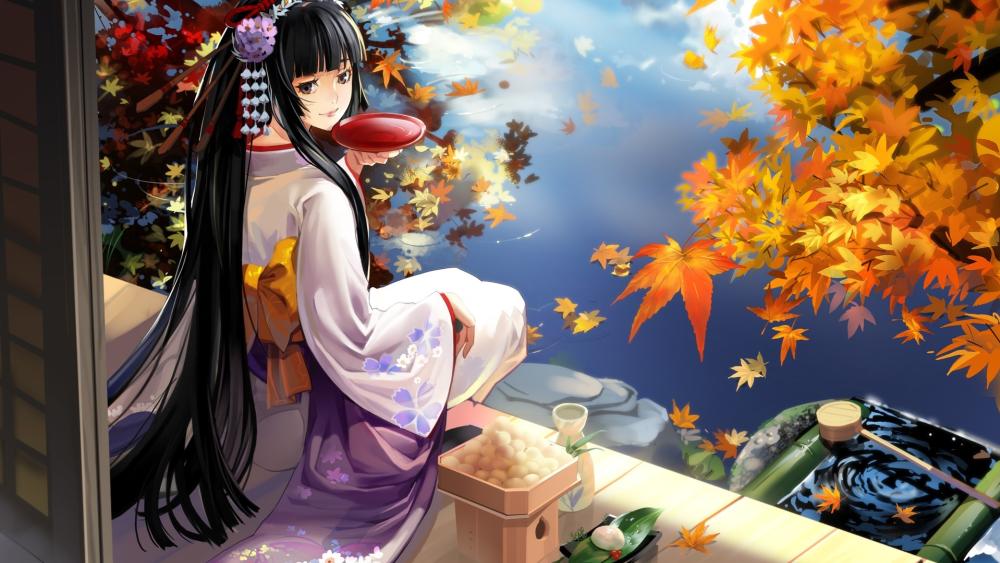 Anime Serenity in Autumn Colors wallpaper