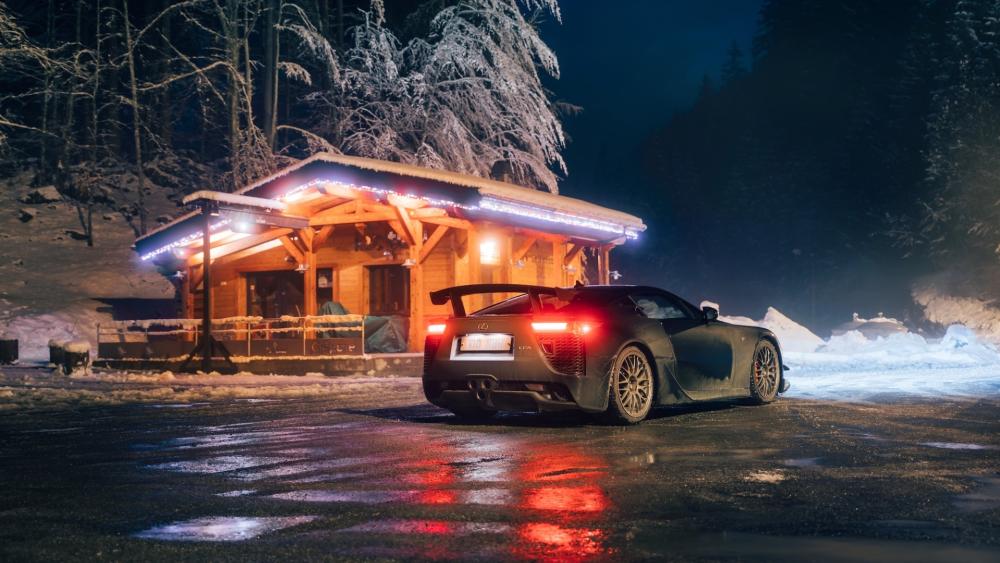 Winter Night Drive with a Lexus Supercar wallpaper