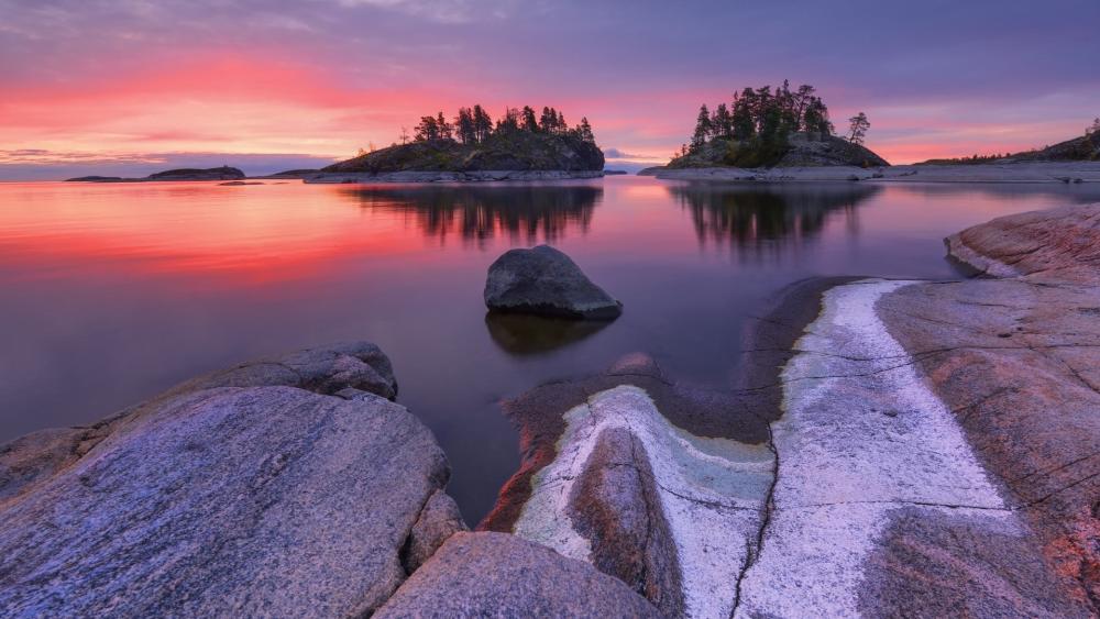 Sunset Serenity at Lake Ladoga wallpaper