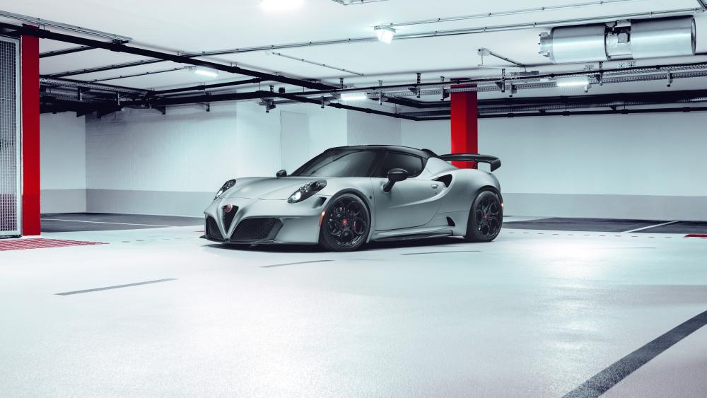 Alfa Romeo 4C in Pristine Garage Setting wallpaper