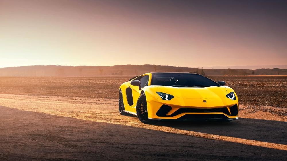 Lamborghini Aventador in Stunning Sunset Drive wallpaper