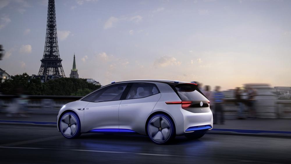 Futuristic Volkswagen I.D. Cruising in Paris wallpaper
