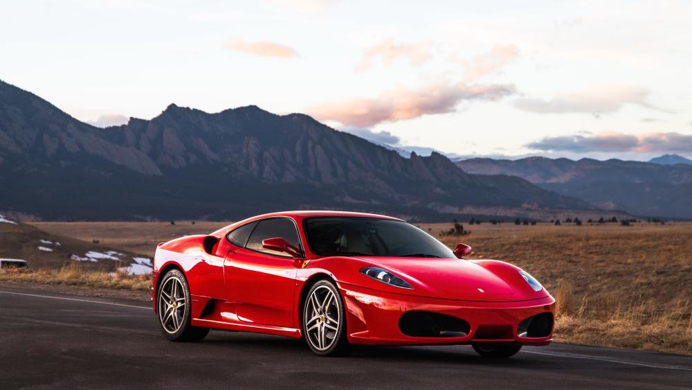 Ferrari F430 in Stunning Landscape at Dusk wallpaper