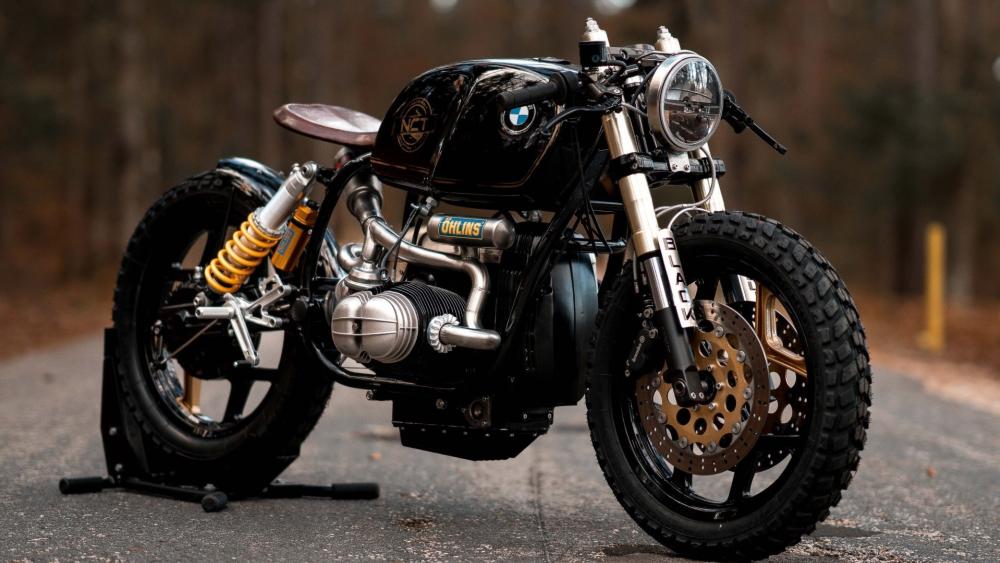 BMW Custom Cafe Racer in the Woods wallpaper