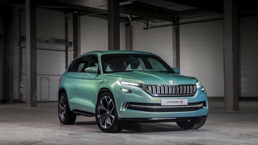 Škoda Vision S in Sleek Industrial Setting wallpaper