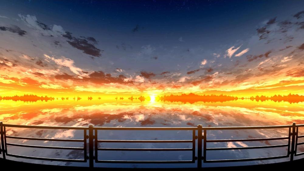 Sunrise Serenade at the Horizon Fence wallpaper