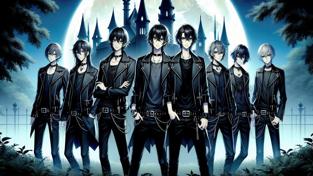 Gothic Nightfall Warriors in Anime Style wallpaper