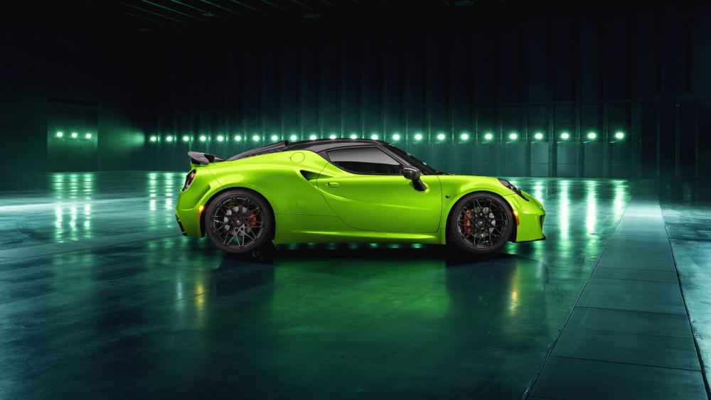 Alfa Romeo 4C in Neon Green Glory wallpaper