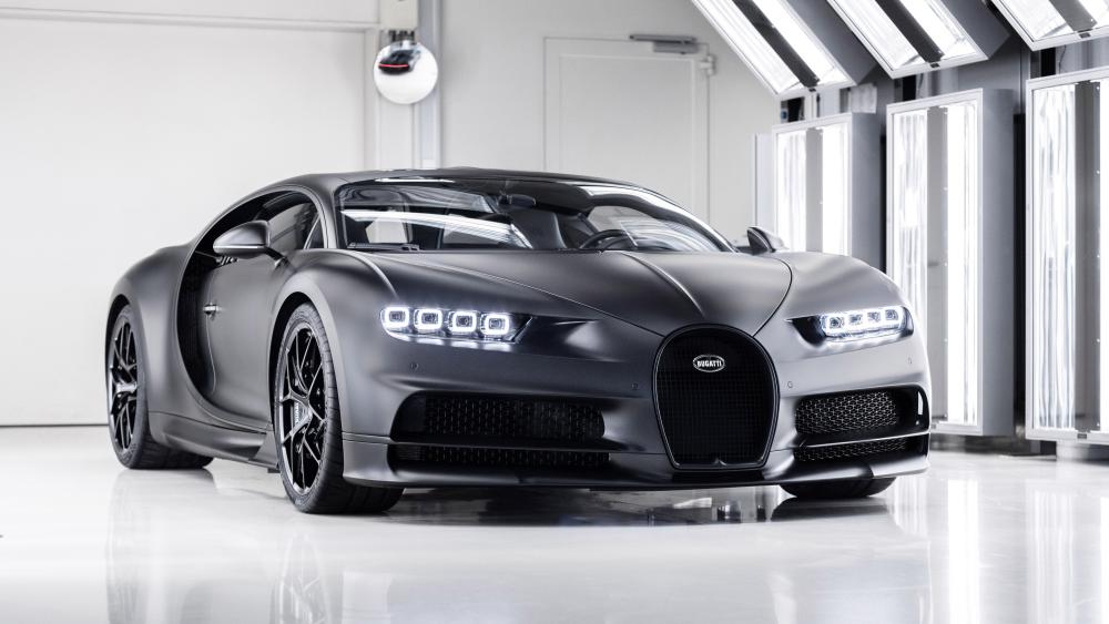 Bugatti Chiron in Sleek Matte Black Finish wallpaper