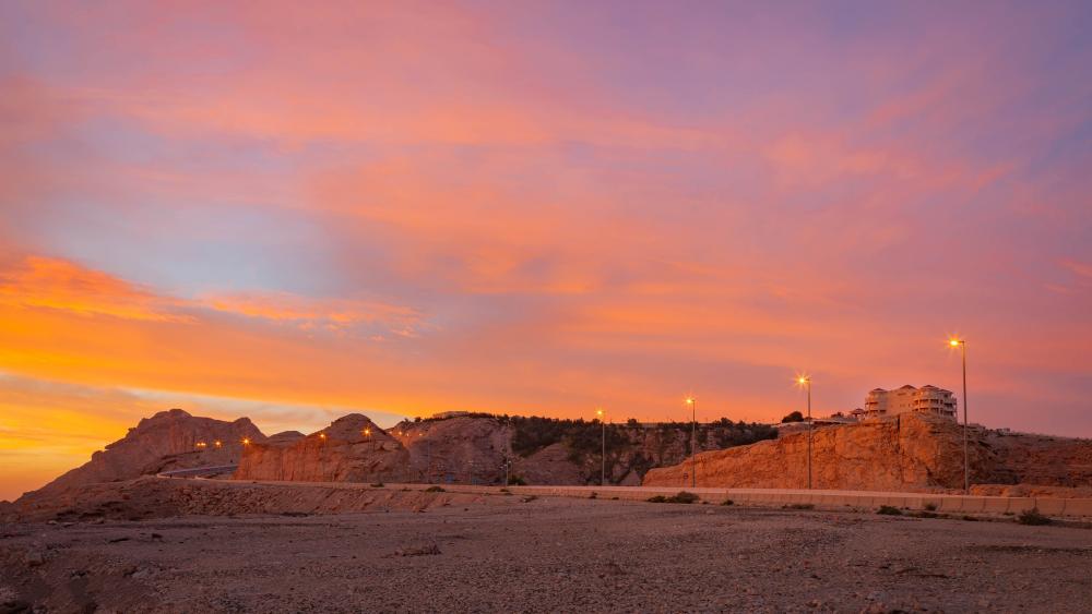 Dusk's Tranquil Afterglow over Serene Landscape wallpaper