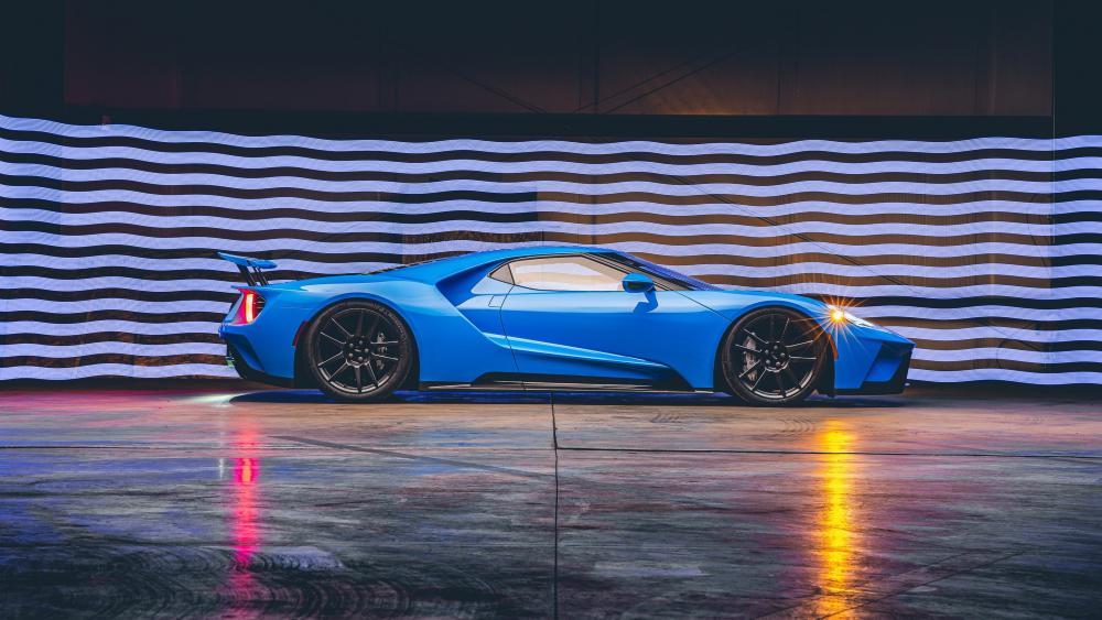 Blue Ford GT Sports Car Elegance in 4K wallpaper