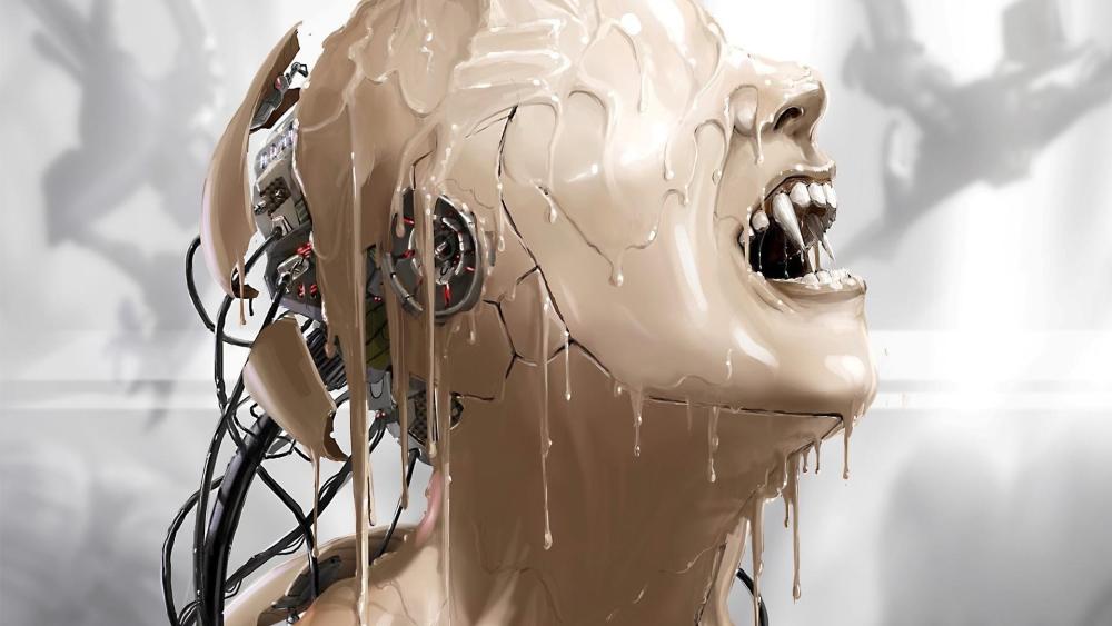 Futuristic Hybrid: Vampire Cyborg's Scream wallpaper