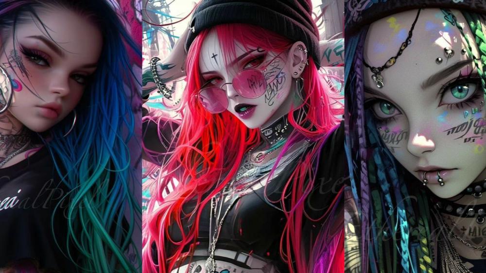 Gothic Anime Rebels: A Punk Aesthetic Wonderland wallpaper