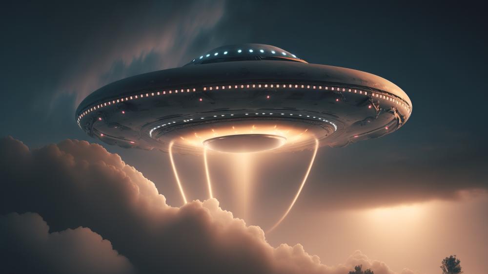 UFO Encounter Above the Clouds wallpaper