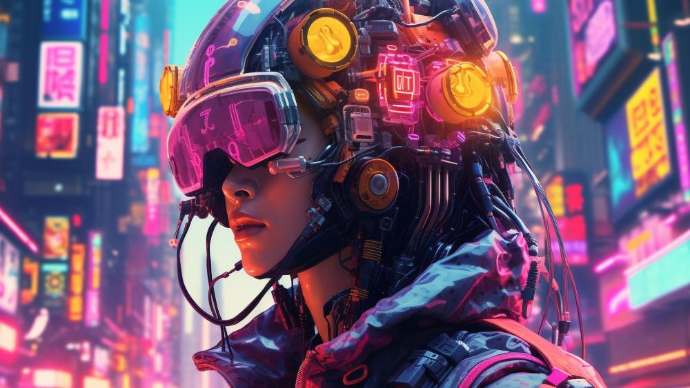 Neon Dreams Cyberpunk Warrior wallpaper