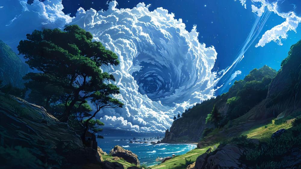 Mystical Vortex in a Tranquil Forest wallpaper