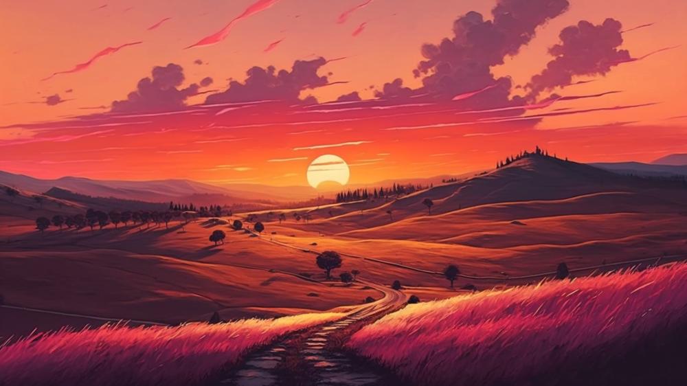 Afterglow Serenity in Anime Art wallpaper