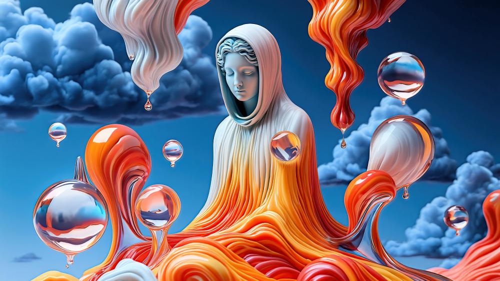 Meditative Surrealism in Vibrant AI Imagery wallpaper