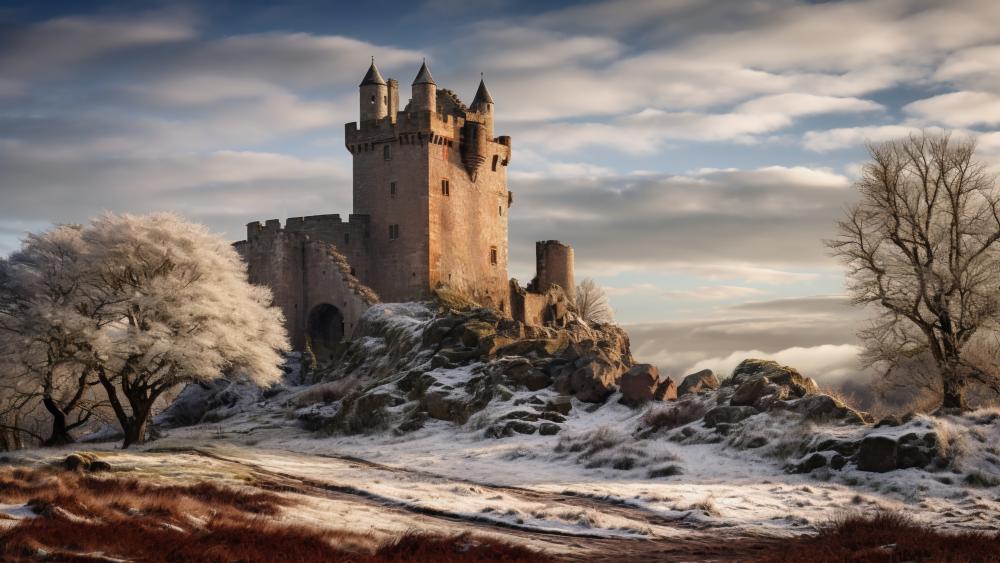 Enchanted Winter Castle Serenity wallpaper