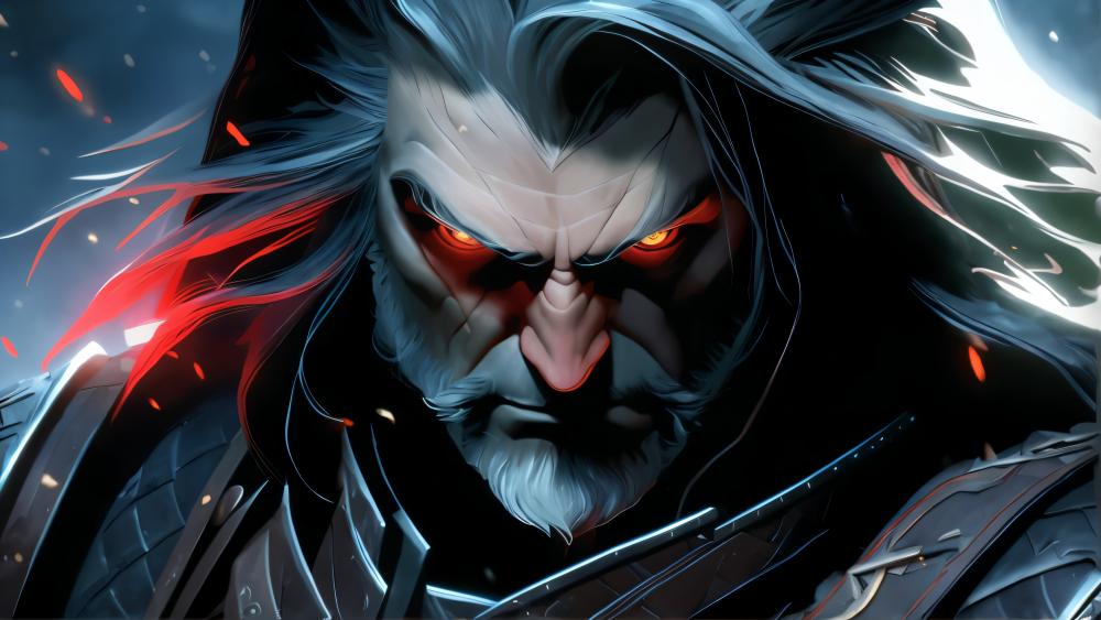 Glowing Eyes of the Enigmatic Warrior wallpaper