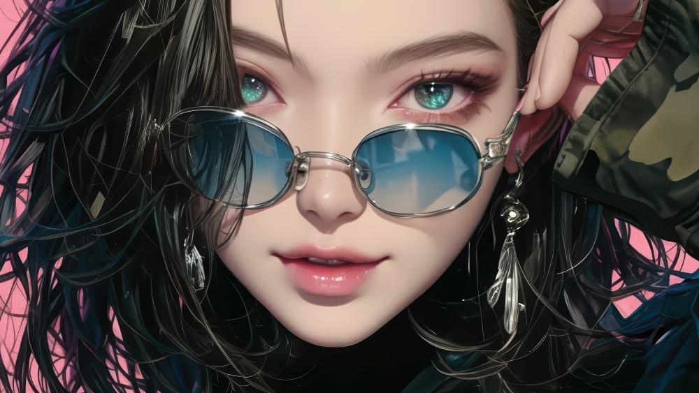 Anime Chic with Sunglasses in 4K Detail wallpaper