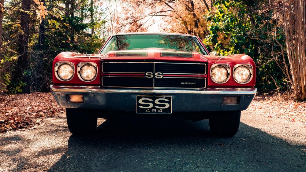 Timeless Power in Vintage Red: Chevrolet Chevelle SS 454 wallpaper