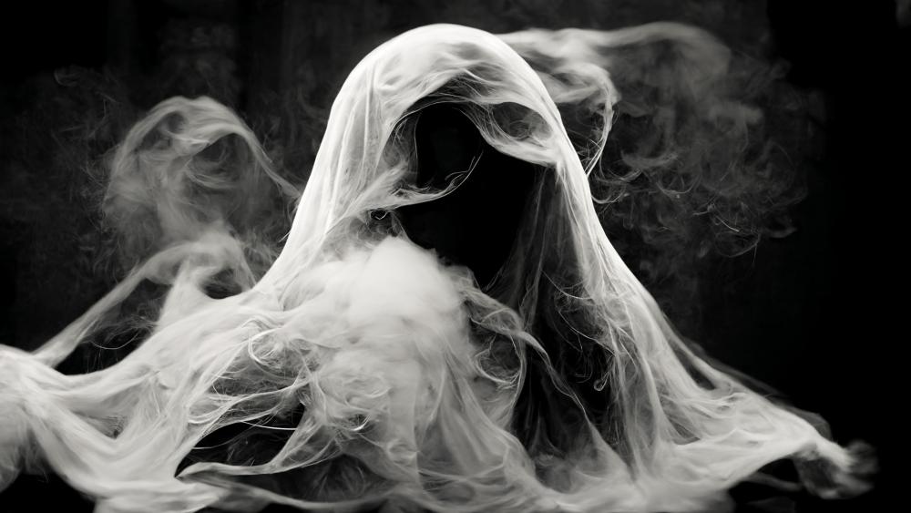 Ethereal Specter Veiled in Smoke Shadows wallpaper