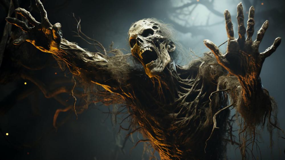 Eerie Forest Zombie Demon Unleashed wallpaper