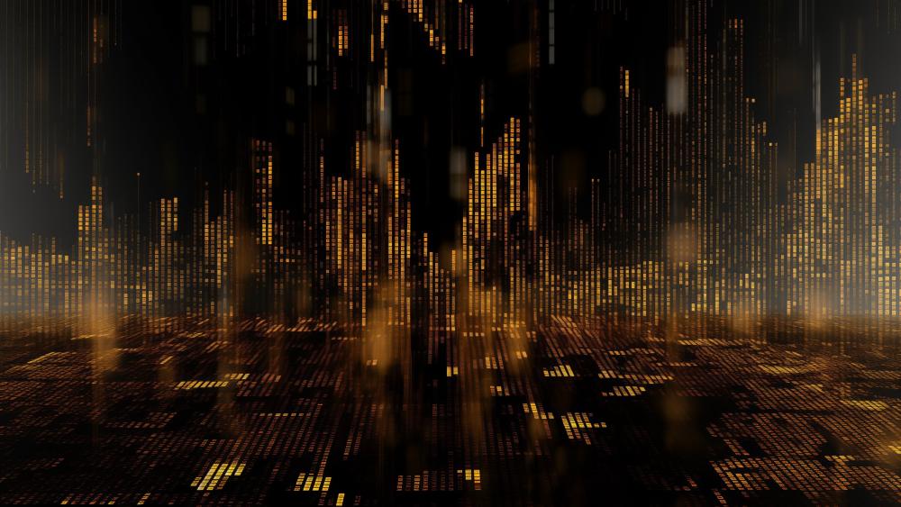Golden Matrix Financial Symphony wallpaper