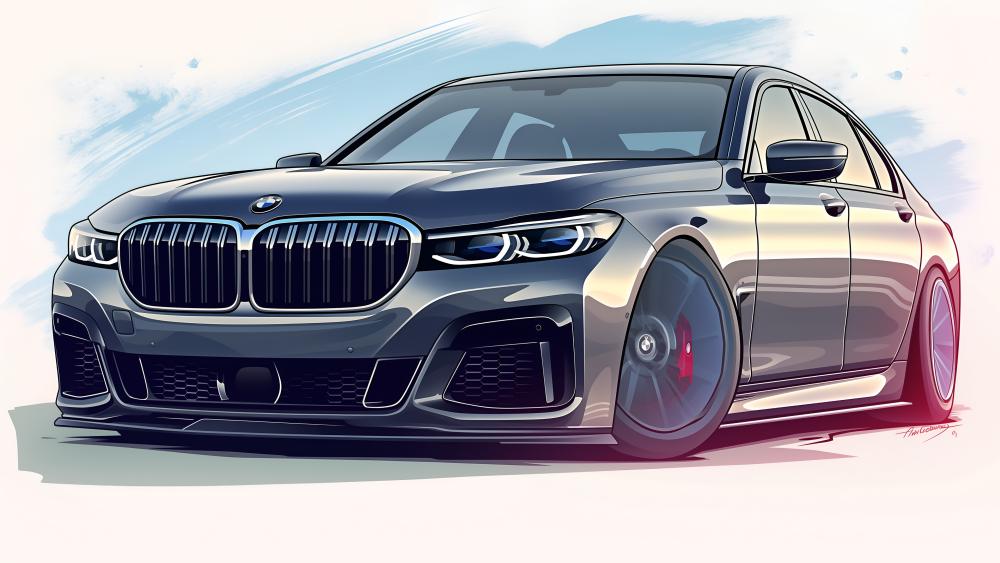 Sleek BMW 7 Series Illustration wallpaper