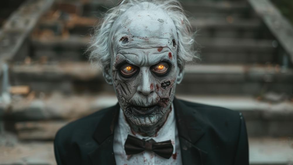 Zombie Supervillain Artistry with Glowing Eyes wallpaper