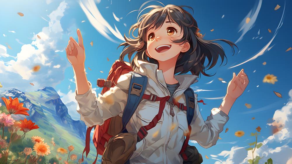 Anime Girl's Adventurous Journey Begins Here! wallpaper