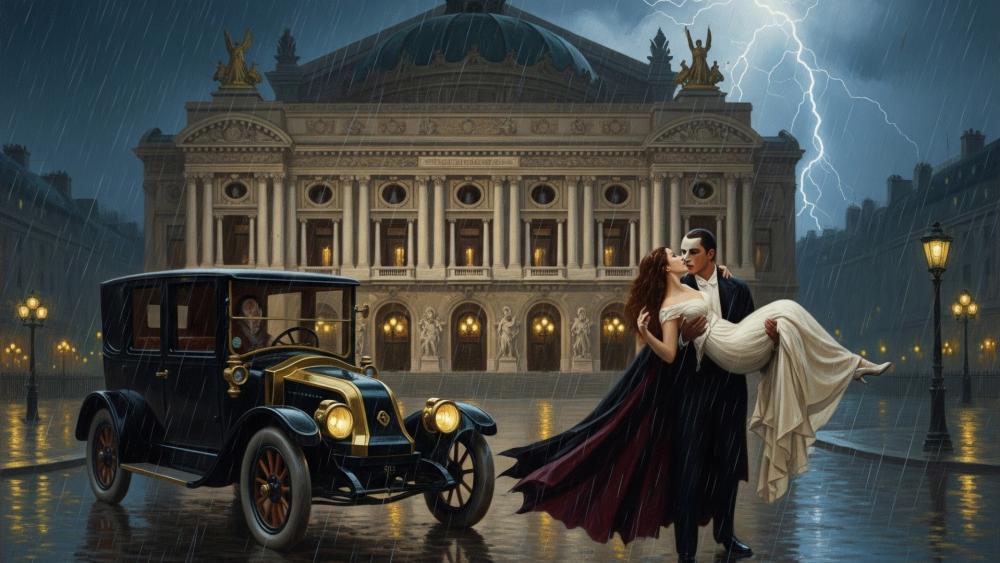 Romantic Stormy Night in Gothic Elegance wallpaper