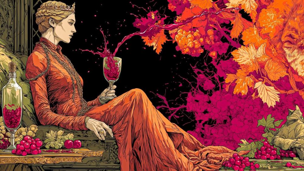 Medieval Elegance A Queen's Autumn Throne wallpaper