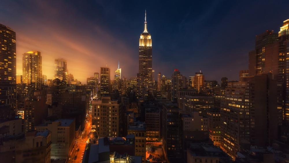Empire State Building Illuminated at Night wallpaper