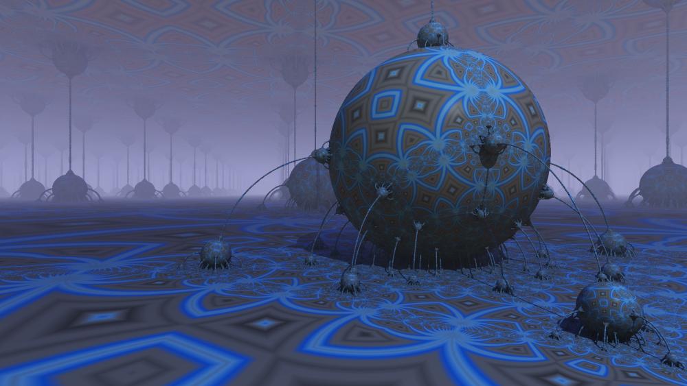Mesmerizing Blue Fractal Sphere Scene wallpaper