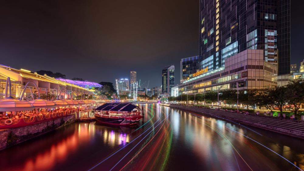 Vibrant Nightlife at Clarke Quay Singapore wallpaper